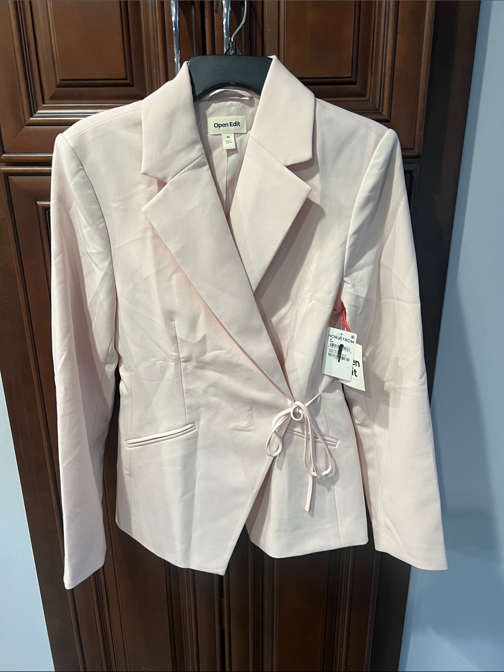 Open Edit Women's Pale Pink Tie-Waist Blazer
